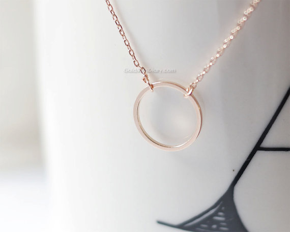 Hochzeit - Circle Karma Rose Gold necklace, Infinity, Eternity, Circle, Ring Necklace--dainty, simple, birthday, wedding gifts, bridesmaid gifts
