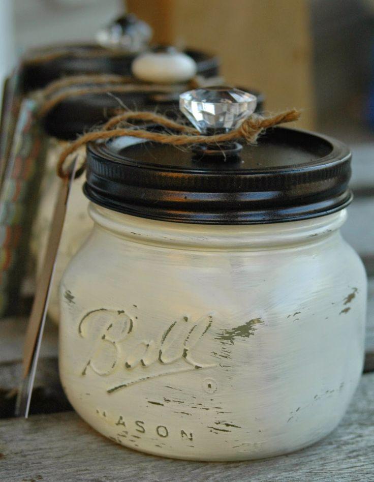 Mariage - {Craft Fair} Painted Mason Jars And Weathered Wood Boxes