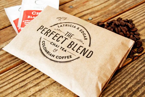 Mariage - Wedding Favor Coffee Bag - The Perfect Blend Circle Stamp Design - Wedding, Anniversary, Engagement Party Favors - 25 Grease Resistant Bags