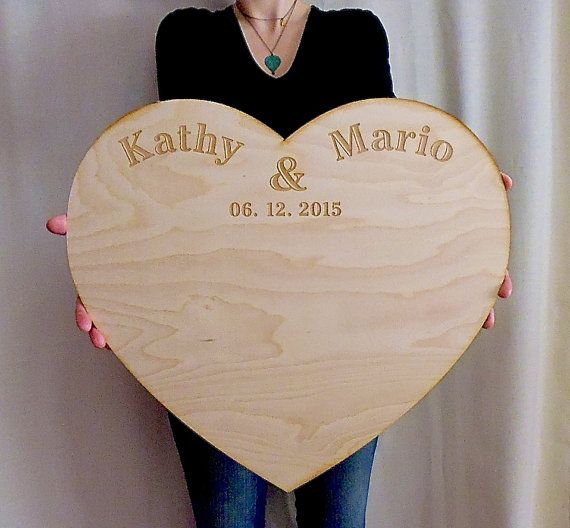 Hochzeit - Wedding Guestbook Alternative Personalized Extra Large Wood Custom Engraved Board Unique Wedding Guest Book Rustic Wedding Guestbook