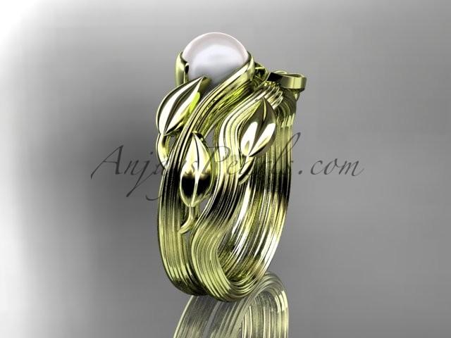 Mariage - 14kt yellow gold pearl leaf and vine engagement set AP273S