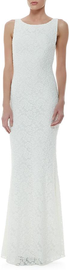Свадьба - Alice + Olivia Sachi Open-Back Lace Gown, Ivory