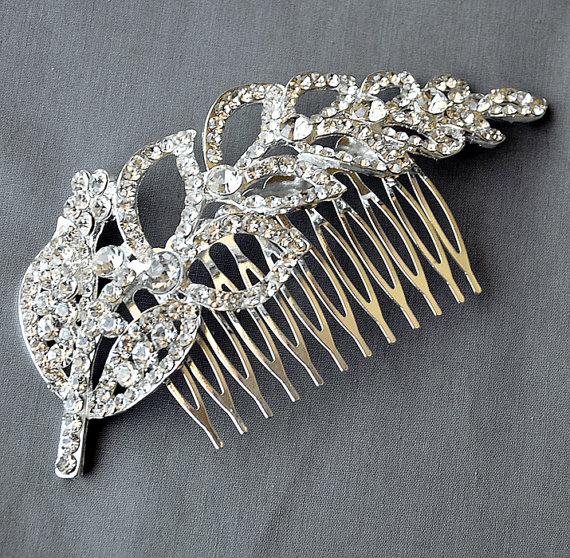 Свадьба - Bridal Headpiece Tiara Headband Rhinestone Hair Comb Accessory Wedding Jewelry Crystal Flower Side Tiara CM086LX