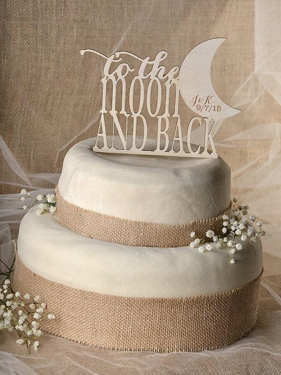 Wedding - Rustic Cake Topper, Wood Cake Topper,  To The Moon and Back,  Cake Topper, Wedding Cake Topper, Love cake topper