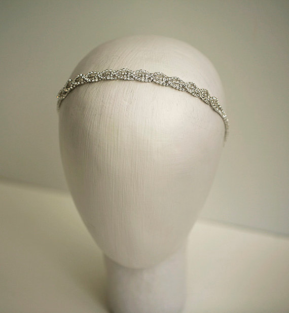 Wedding - LUCIENNE - Bridal headband, Wedding headpiece, Tie on crystal headband, Wedding hair accessory, Tiara, Rhinestone headband