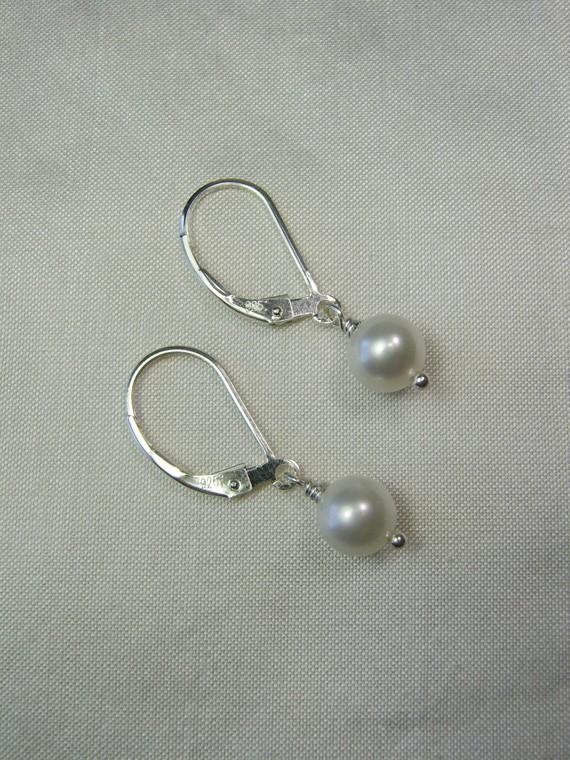 Свадьба - Real Pearl Earrings - Pearl Bridesmaid Earrings Bridesmaid Gift Wedding Jewelry - Bridal Earrings Bridesmaid Jewelry