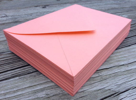 Mariage - 50 A7 5x7 or 4Bar 3.5x5 Coral Peach Envelopes - A7 5x7 Wedding Invitation or RSVP Envelopes