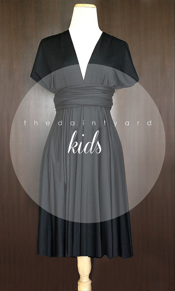 Hochzeit - KIDS Black Bridesmaid Convertible Dress Infinity Dress Multiway Dress Twist Dress Wrap Dress Flower Girl Dress