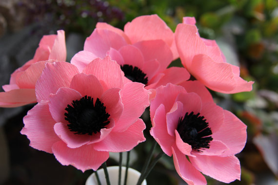 Wedding - Crepe Paper Flowers --- Pink  Anemone Flowers
