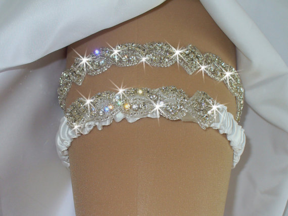 زفاف - Custom Made Rhinestone Wedding Garter, Bling Wedding Garter Belt, Bridal Garter with Toss, Wedding Reception Garter, Color Choice Garters