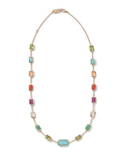 زفاف - 18k Gold Rock Candy Summer Rainbow Multi-Stone Necklace
