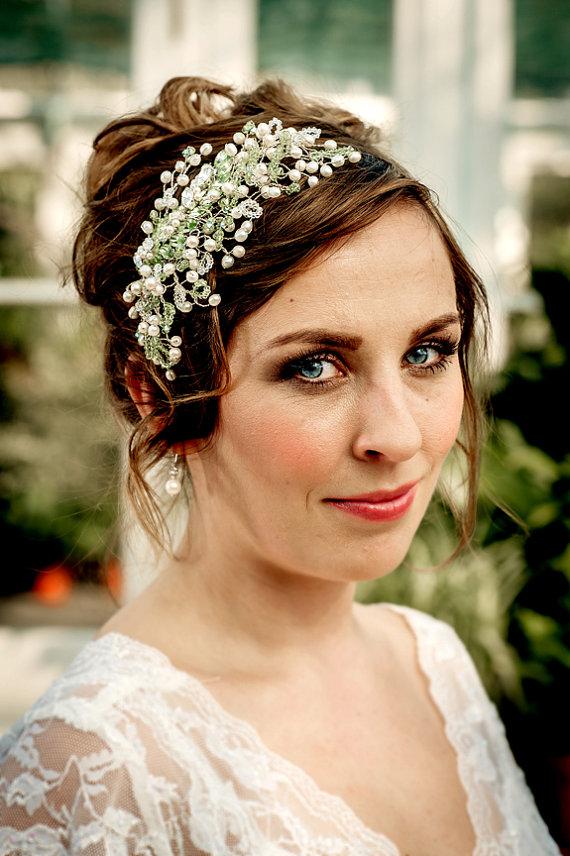 زفاف - WEDDING haircomb, Bridal hair comb, JARDINE , rhinestone bridal headpiece, vintage OOAK