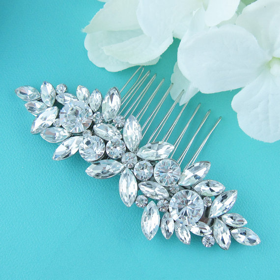 Mariage - Bridal Rhinestone Crystal Comb, Bridal Comb Crystal, Wedding Crystal Hair Comb, Hair Comb, Wedding Accessory, Barrette Clip