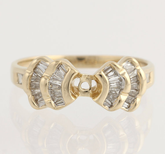 زفاف - Semi-Mount Diamond Engagement Ring- 14k Yellow & White Gold 6 1/2 Genuine .20ctw L1544