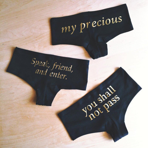 Wedding - 3 LOTR Undies - Made in USA - inspired by Tolkien Lord of the Rings - 1 You Shall Not Pass - 1 Speak Friend And Enter - 1 My Precious