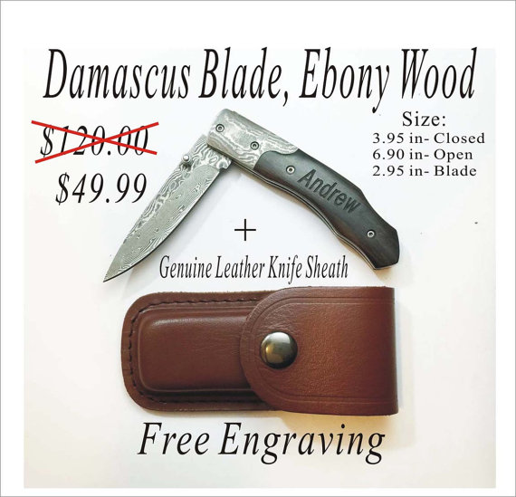زفاف - 5 pcs Groomsmen Gifts Personalized Knives Engraved Custom Wood Knife Engraved Wood Pocket  Knife Personalized Groomsmen Damascus Knife-KDA
