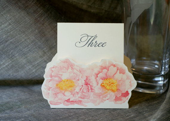 Wedding - Table Number Tents- Blush Pink Peony - Decoration for Events, Weddings, Showers, Parties
