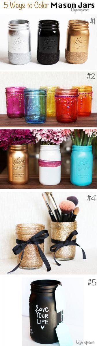 Hochzeit - 15 Colorful DIY Mason Jars For Spring