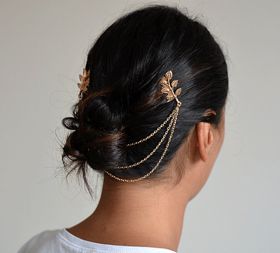 Hochzeit - Gold Wedding headpiece, Leaf Bridal headpiece, Bridal hair comb, Leaf headpiece, Vintage headpiece, Gold Leaf with Gold Hair Comb
