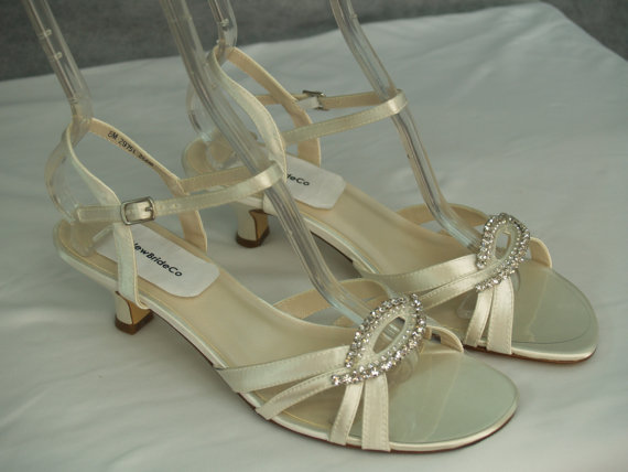 زفاف - Wedding Wide Shoes Ivory Short Heel