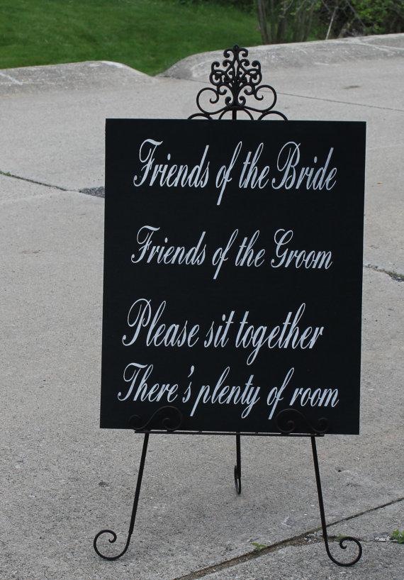 Wedding - Wedding signs/ Reception tables/Seating Plan/ "Friends of the Bride, Friends of the Groom/Xlarge sign/Elegant Black/White