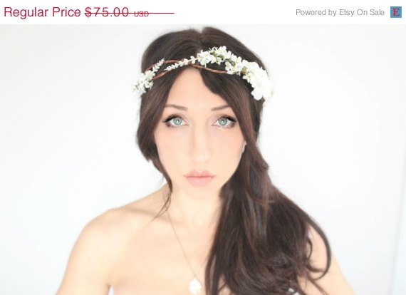 زفاف - bridal headband ,SALE Ivory  Flower Crown, Wedding Headpiece, Bridal Tiara, Hair Flower - NESSA - by DeLoopbeach, fall, autumn