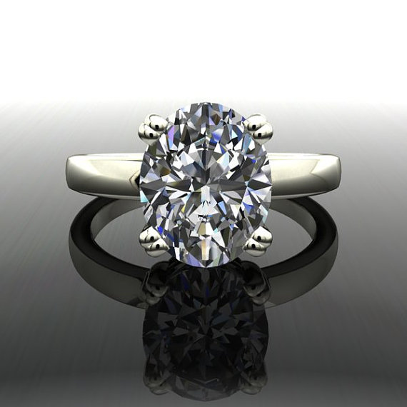 زفاف - Forever Brilliant Oval Moissanite Engagement Ring 3.00 CTW