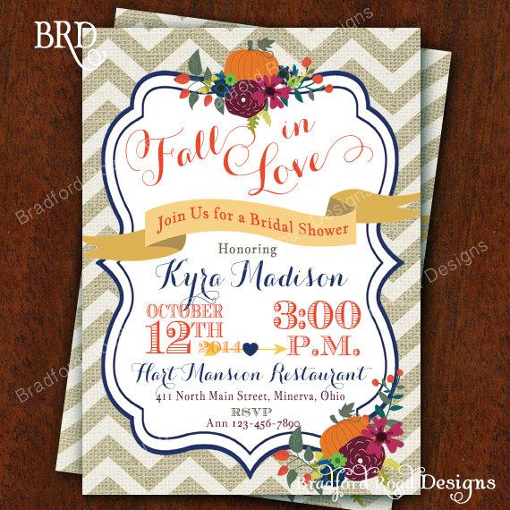 Mariage - Fall Bridal Shower Invitation Autumn Bride Autumn Wedding Shower Pumpkin Wedding Shower Fall Florals Invitation 5x7 Printable