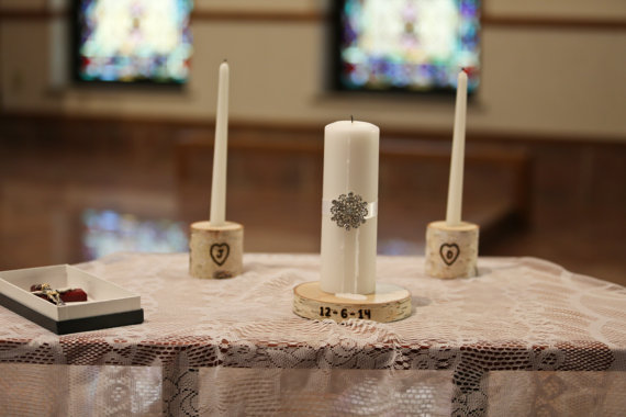 زفاف - Personalized Wedding Unity Candle Set, Custom Rustic Unity Candle, Wedding Ceremony