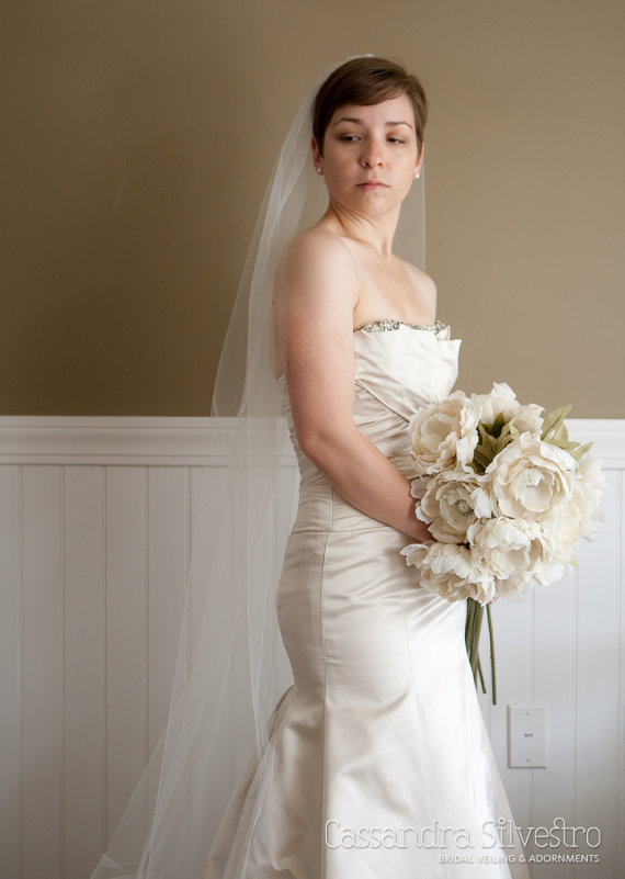 Hochzeit - Single Layer Illusion Tulle Wedding Veil (Bridal Veil, Cathedral Veil, Elbow Length, Finger Tip Length, Chapel Length Veil)