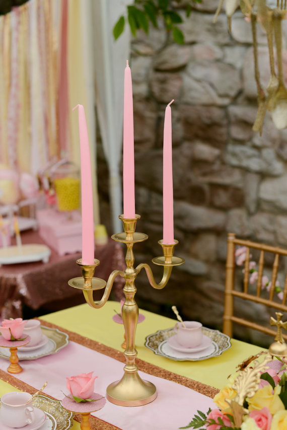 Свадьба - 12 Gold Wedding Candle Candelabras 3 arm One dozen Candle Holders Party Candle Holder Birthday Candle Holder