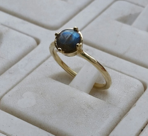 زفاف - Gold Ring 14K Yellow Gold Gemstones Labradorite Handmade Artisan Crafted Engagement Ring Size 7 Women Bride Gold Jewelry
