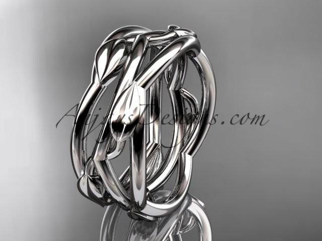 Hochzeit - 14kt white gold leaf and vine wedding ring,wedding band ADLR350G