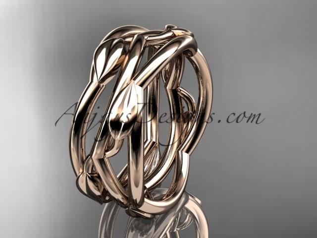 Свадьба - 14kt rose gold leaf and vine wedding ring,wedding band ADLR350G