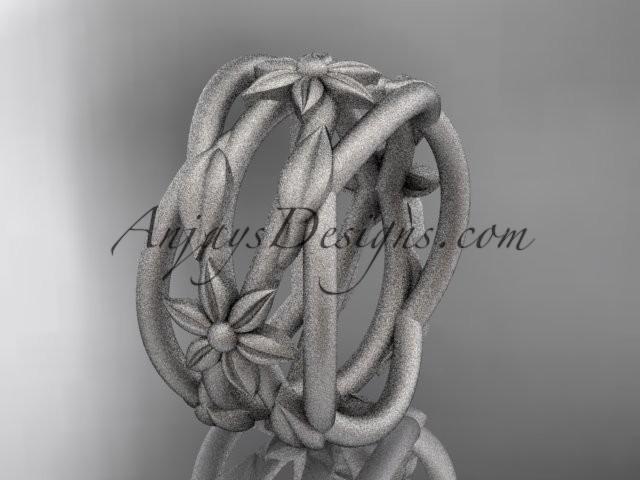 زفاف - platinum matte finish leaf and vine, flower wedding ring,wedding band ADLR352G