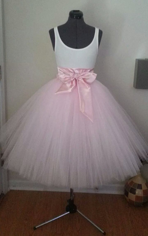 زفاف - Custom Made Adult PInk Tulle Tutu Style Skirt for brides maid dress, prom, party, portraits-4 inches satin sash is included-Any color