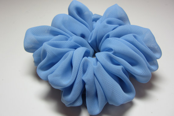 Mariage - Big Blue Scrunchie, Chiffon Hair Accessory, Designer Hair Scrunchie for Wedding