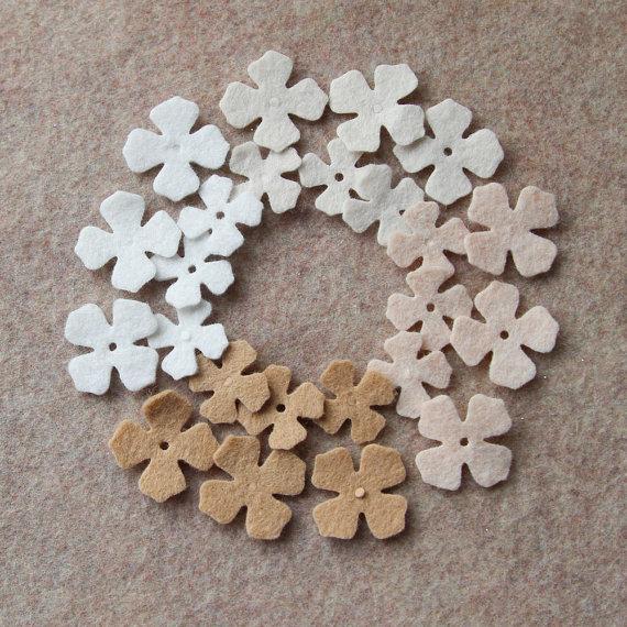 Wedding - Fresh Linens - Lilacs - 48 Die Cut Wool Felt Flowers