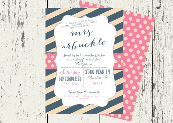 Hochzeit - Printable Invitation-NEW Vintage Bridal Shower-Engagement Party-navy and pink Invitation-Casbury Lane