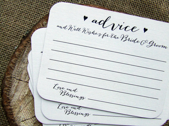 Wedding - 25 Wedding Advice for the Bride and Groom Mr and Mrs Newlyweds Printed Cards Well Wishes Words of Wisdom Marriage Reception Bride tobe 3x4.5