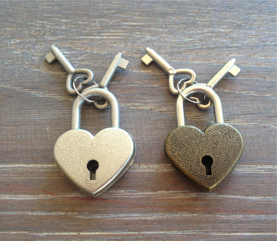 زفاف - Mini Heart Padlock Trinket Lock Card Wine Letter Box Two Sets Of Keys