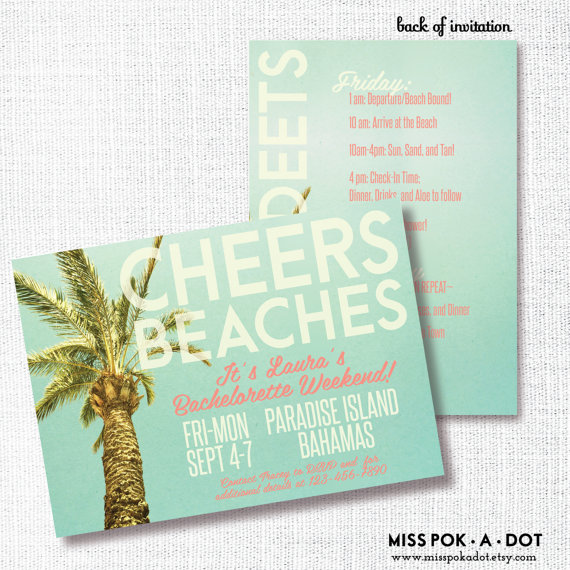 Mariage - cheers beaches bachelorette weekend invitation - bachelorette party - beach getaway - fling before the ring