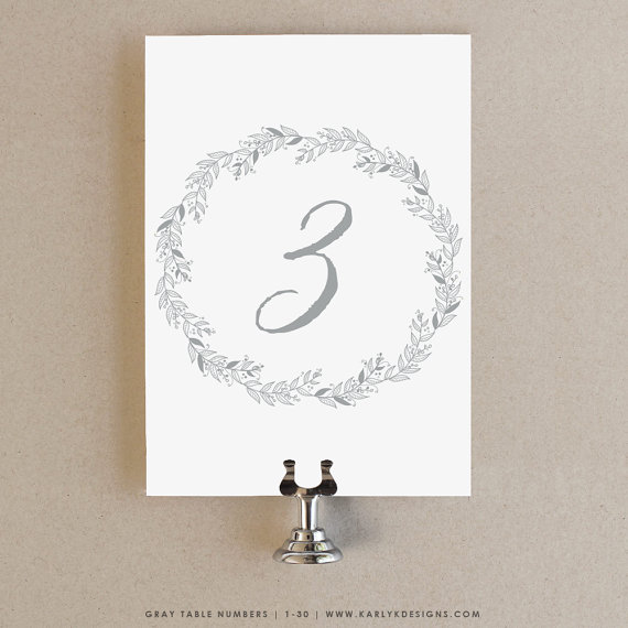 Wedding - Gray Wedding Table Numbers, 1-30 Printable Silver Wedding Table Numbers, Wedding Table Decor, Elegant Table Numbers, INSTANT DOWNLOAD