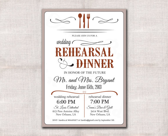Mariage - Wedding Rehearsal Dinner invitation custom printable 5x7