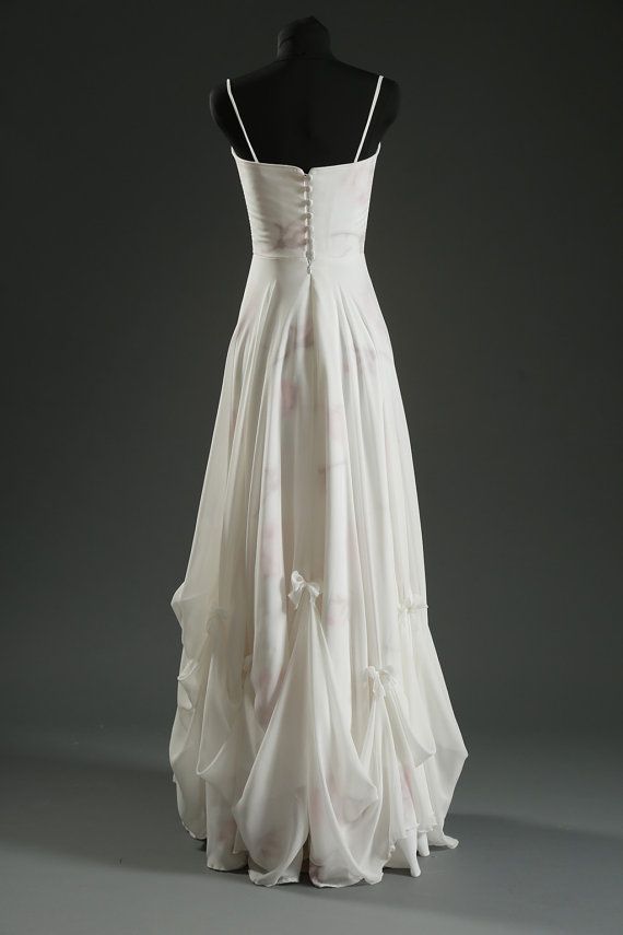 Wedding - Alternative Floral Wedding Dress Romantic, Long, MERCI BEAUCOUP, Silk Chiffon And Cotton Voile