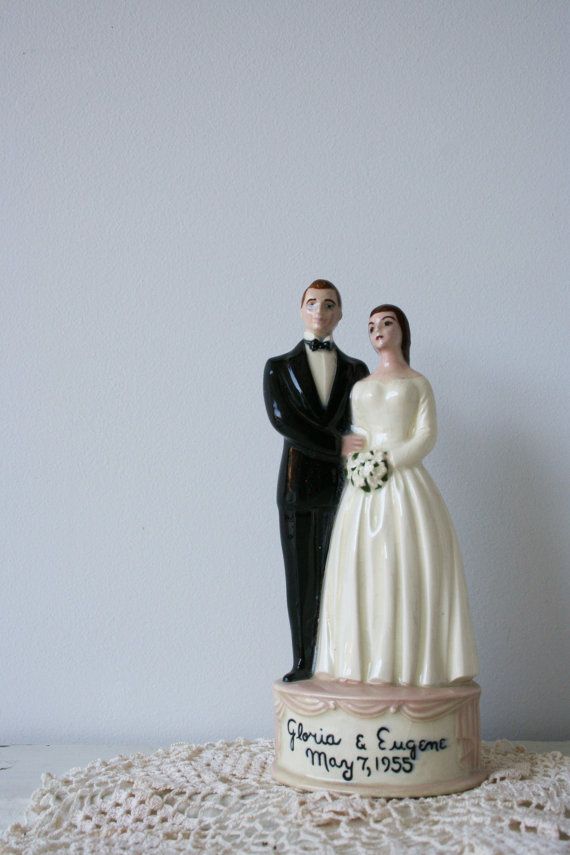 زفاف - Antique Wedding Cake Topper: 1950s Heirloom Cake Topper