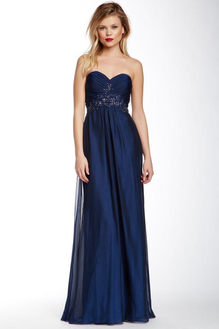 Mariage - Strapless Embellished Applique Gown