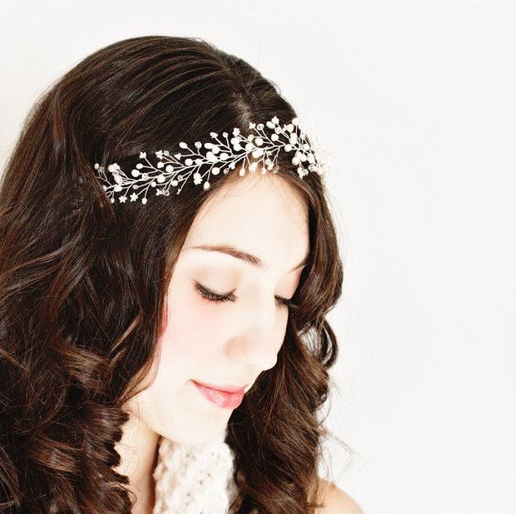 زفاف - New Freshwater Pearl And Swarovski Crystal Full Bridal Headband, Crown, Halo Bridal Hair Accessories