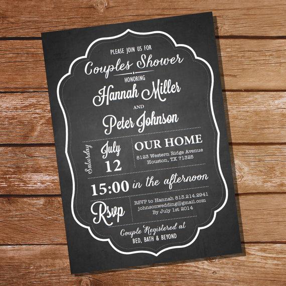 Mariage - Chalkboard Couples Shower Invitation - Wedding Party Invitation - Instant Download and Edit with Adobe Reader - Print at Home!