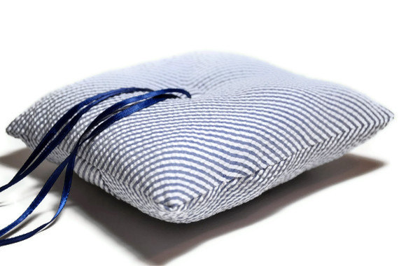 Mariage - Ringbearer Pillow Blue Seersucker Stripes Simply Modern Ring Pillow by Me and Matilda